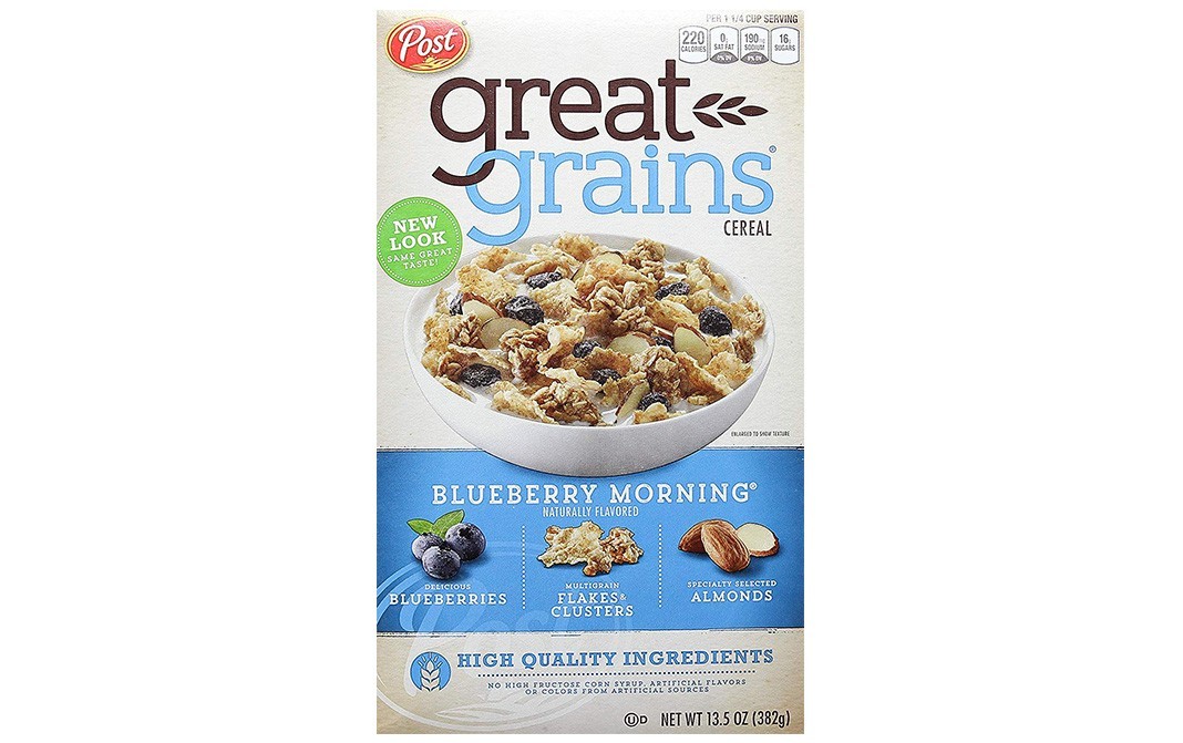 Post Great Grains Cereal - Blueberry Morning   Box  382 grams